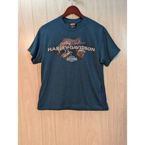 Harley Davidson T-Shirt Men's size Medium FLAW Crochet Blue Six Bends Florida